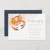 Rust Oranje Zandkrab Nautical Wedding R RSVP Kaartje (Voorkant / Achterkant)