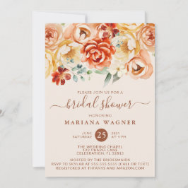 Rust Peach Beige Floral Vrijgezellenfeest Kaart