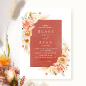 Rust, peach Blush en Cream Floral Chic Wedding Kaart