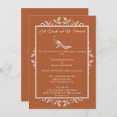 Rust Peacock Flourish Rehearsal Dinner Invitation Kaart (Voorkant / Achterkant)