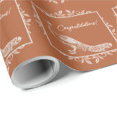 Rust Peacock Flourish Wedding Wrapping Paper Cadeaupapier (Rol Hoek)