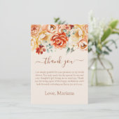 Rust Perzik Bloemen Vrijgezellenfeest Dank u kaart (Staand voorkant)