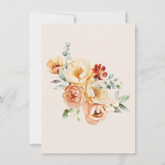 Rust Perzik Bloemen Vrijgezellenfeest Dank u kaart (Achterkant)