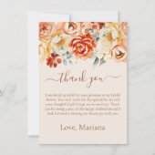 Rust Perzik Bloemen Vrijgezellenfeest Dank u kaart (Voorkant)