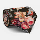 Rust perzik  bloemenprint stropdas (Opgerold)