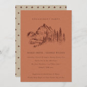 Rust Pine Bossen Mountain Sketch Verloving Invite Bedankkaart (Voorkant / Achterkant)