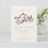 Rust Pine Bossen Mountain Sketch Verloving Invite Bedankkaart (Staand voorkant)