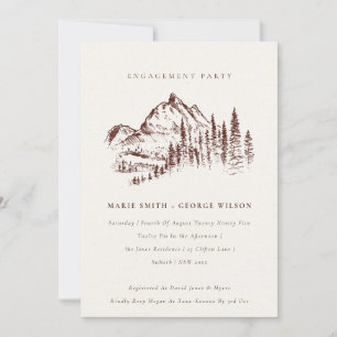 Rust Pine Bossen Mountain Sketch Verloving Invite Bedankkaart