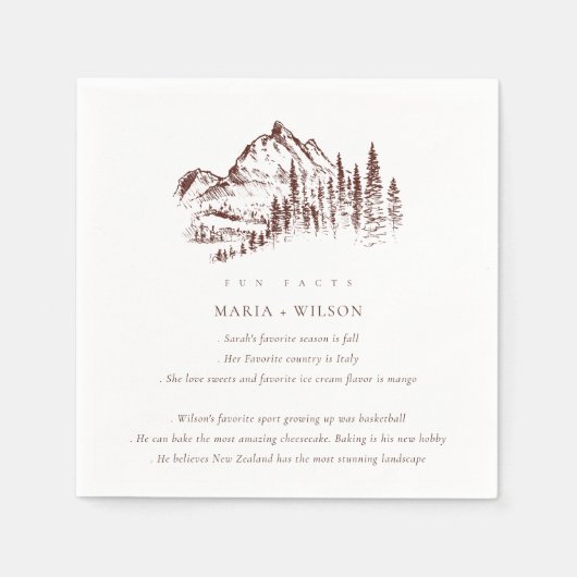 Rust Pine Bossen Mountain Sketch Wedding Fun Facts Servet (Voorkant)