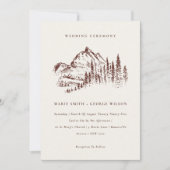 Rust Pine Bossen Mountain Sketch Wedding Invite Bedankkaart (Voorkant)