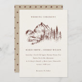 Rust Pine Bossen Mountain Sketch Wedding Invite Bedankkaart (Voorkant / Achterkant)