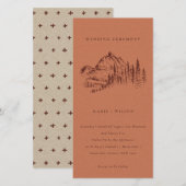 Rust Pine Bossen Mountain Sketch Wedding Invite Bedankkaart (Voorkant / Achterkant)