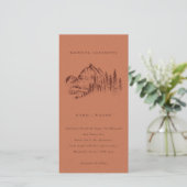 Rust Pine Bossen Mountain Sketch Wedding Invite Bedankkaart (Staand voorkant)