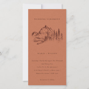 Rust Pine Bossen Mountain Sketch Wedding Invite Bedankkaart