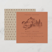 Rust Pine Bossen Mountain Sketch Wedding Invite Bedankkaart (Voorkant / Achterkant)