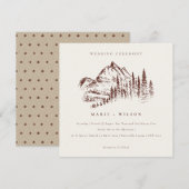 Rust Pine Bossen Mountain Sketch Wedding Invite Bedankkaart (Voorkant / Achterkant)