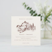 Rust Pine Bossen Mountain Sketch Wedding Invite Bedankkaart (Staand voorkant)