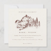 Rust Pine Bossen Mountain Sketch Wedding Invite Bedankkaart (Voorkant)