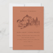 Rust Pine Bossen Mountain Sketch Wedding Invite Bedankkaart (Voorkant)
