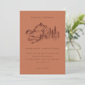 Rust Pine Bossen Mountain Sketch Wedding Invite Bedankkaart (Staand voorkant)