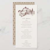 Rust Pine Bossen Mountain Sketch Wedding Menu Kaar (Voorkant / Achterkant)