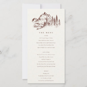 Rust Pine Bossen Mountain Sketch Wedding Menu Kaar