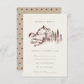 Rust Pine Bossen Mountain Sketch Wedding RSVP Informatiekaartje (Voorkant / Achterkant)