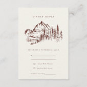 Rust Pine Bossen Mountain Sketch Wedding RSVP Informatiekaartje (Voorkant)