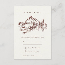 Rust Pine Bossen Mountain Sketch Wedding RSVP Informatiekaartje
