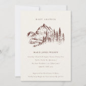 Rust Pine Mountain Sketch Baby shower Invite Bedankkaart (Voorkant)