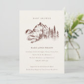 Rust Pine Mountain Sketch Baby shower Invite Bedankkaart (Staand voorkant)