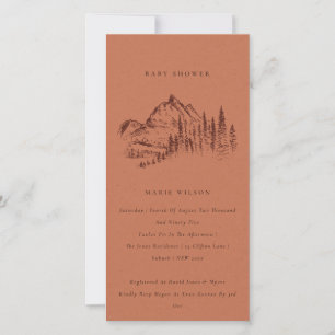 Rust Pine Mountain Sketch Baby shower Invite Bedankkaart