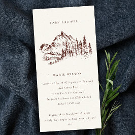 Rust Pine Mountain Sketch Baby shower Invite Bedankkaart