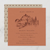 Rust Pine Mountain Sketch Baby shower Invite Bedankkaart (Voorkant / Achterkant)