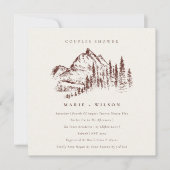 Rust Pine Mountain Sketch Couples Shower Invite Bedankkaart (Voorkant)