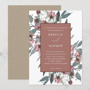 RUST PINK EUCALYPTUS FLORAL VOW RENEWAL INVITE BEDANKKAART