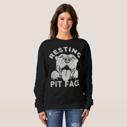Rust Pit Face Grappige Pitbull Dog Quote voor Pet  Trui (Voorkant volledig)