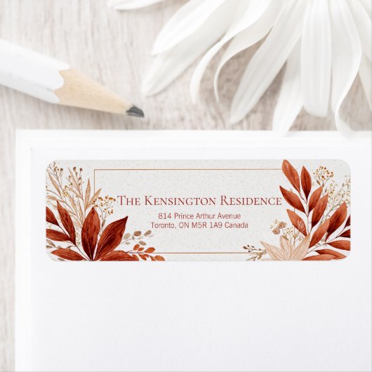 Rust Pointed Leaf Gilded Botanical Etiket (Insitu)