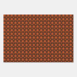 Rust Red Black Buffalo Heart Plaid Inpakpapier Vel