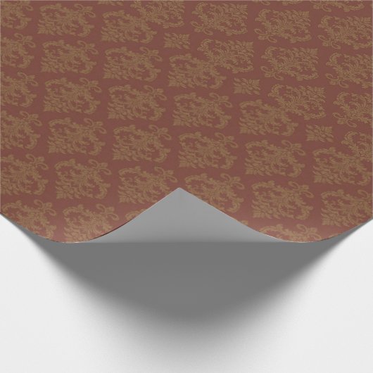 Rust Red Brown Damask Pattern Cadeaupapier (Hoek)