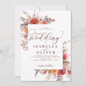 Rust Red Burnt Oranje BohoTerracotta Wedding Invit Kaart (Voorkant)