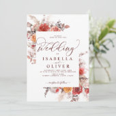 Rust Red Burnt Oranje BohoTerracotta Wedding Invit Kaart (Staand voorkant)