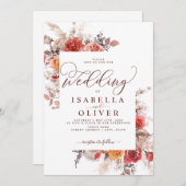 Rust Red Burnt Oranje BohoTerracotta Wedding Invit Kaart (Voorkant / Achterkant)