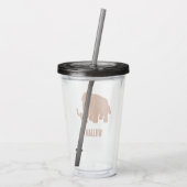 Rust Red Cartoon Wooly Mammoth, gepersonaliseerd Acryl Drinkbeker (Achterkant)