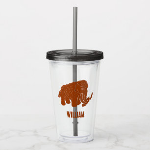 Rust Red Cartoon Wooly Mammoth, gepersonaliseerd Acryl Drinkbeker