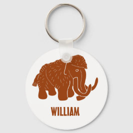 Rust Red Cartoon Wooly Mammoth, gepersonaliseerd Sleutelhanger