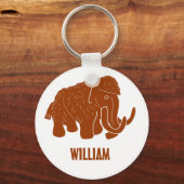 Rust Red Cartoon Wooly Mammoth, gepersonaliseerd Sleutelhanger (Voorkant)