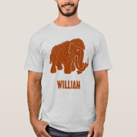 Rust Red Cartoon Wooly Mammoth, gepersonaliseerd