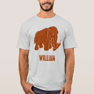 Rust Red Cartoon Wooly Mammoth, gepersonaliseerd T-shirt