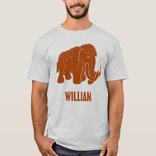 Rust Red Cartoon Wooly Mammoth, gepersonaliseerd T-shirt (Voorkant)